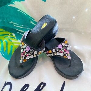 Volitile Multi Colored Beaded Platform Wedge Sandal Size 10